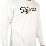 Longsleeve Tee Soft Tech Tigers Script Black with Gold Outline Screenprint Full Chest