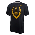 Mizzou Football Nike Oval Tiger Head Dri-Fit Black Crew Neck T-Shirt