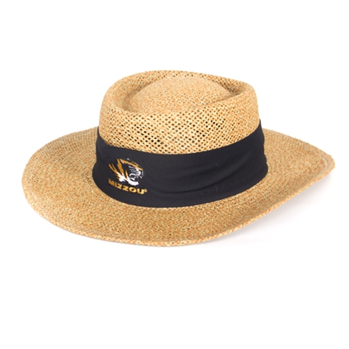 Mizzou Tiger Head Straw Hat with Black Band