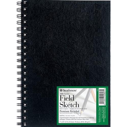 Strathmore Artist Papers Black 7" x 10" 60 lb. Field Sketch Book 70 Sheet Double Side Spiral Hard Bound Book
