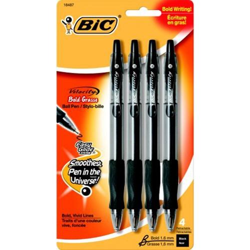 BIC Velocity Retractable Ball Point Pen 4-Pack