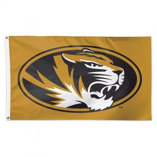 Mizzou Oval Tiger Head Gold Flag
