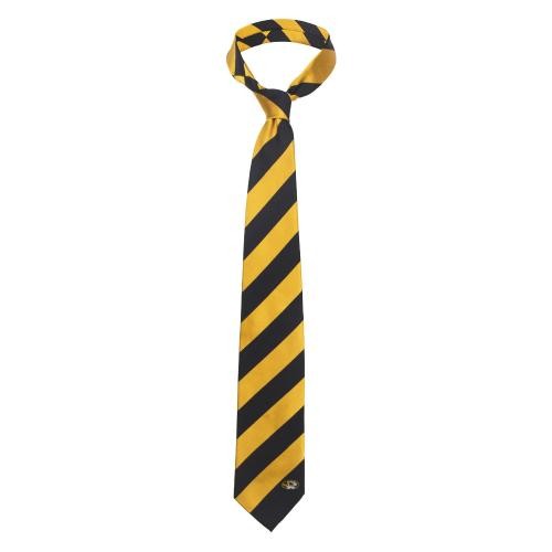 Mizzou Black & Gold Striped Silk Tie