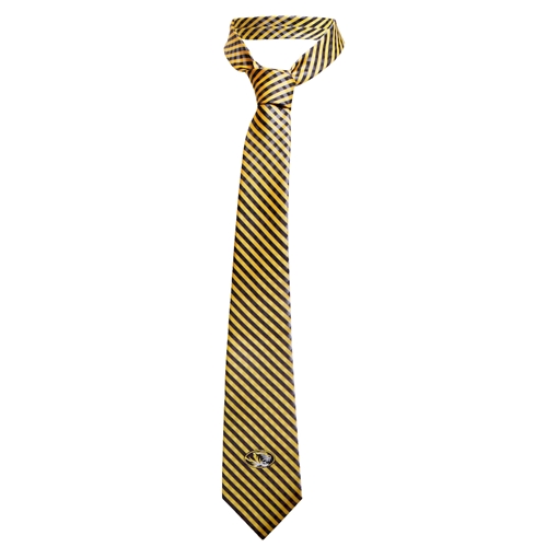 Black and Gold Oval Tiger Head Gingham Patterned Tie