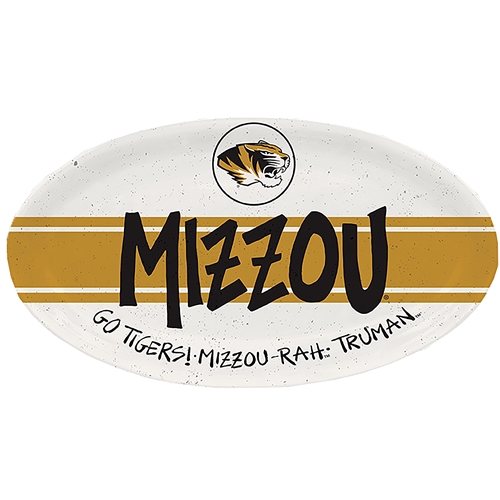 Mizzou Rah Truman Tigers Tiger Head White and Gold Oval Platter