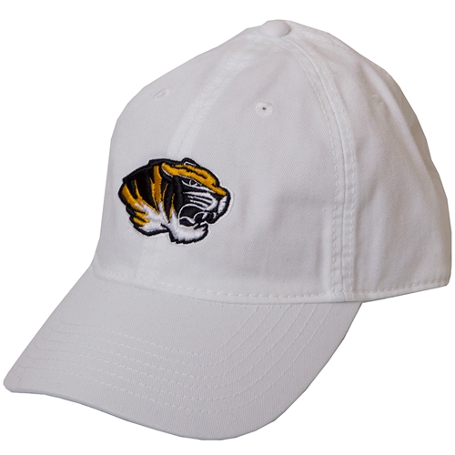 Mizzou Tiger Head White Adjustable Hat