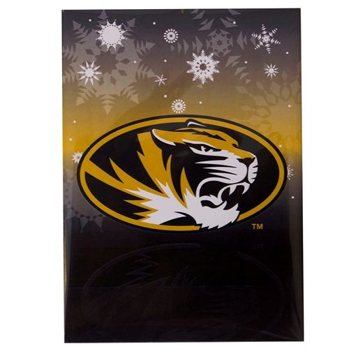 Mizzou Oval Tiger Head Snowflakes Black and Gold 10 Pack Holiday Cards
