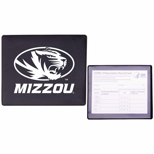 Black and White Mizzou Vaccine Card Holder with Oval Tigerhead