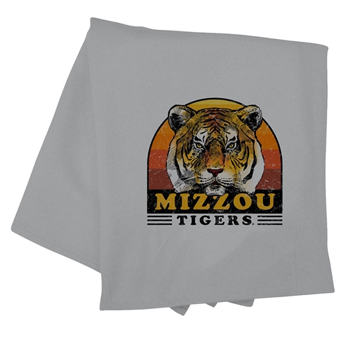 Grey Mizzou Tigers Watercolor Blanket Distressed Print