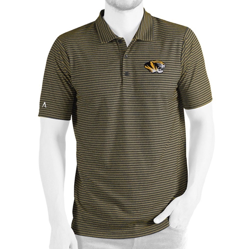 Black and Gold Stripped Polo Tiger Head Embroidery