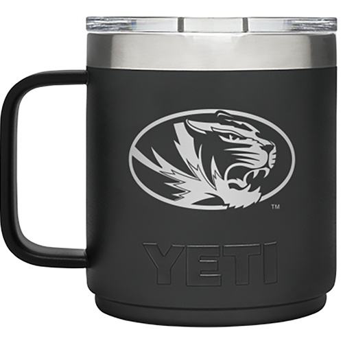 10oz Black Yeti® Mug with Lid Oval Tiger Head