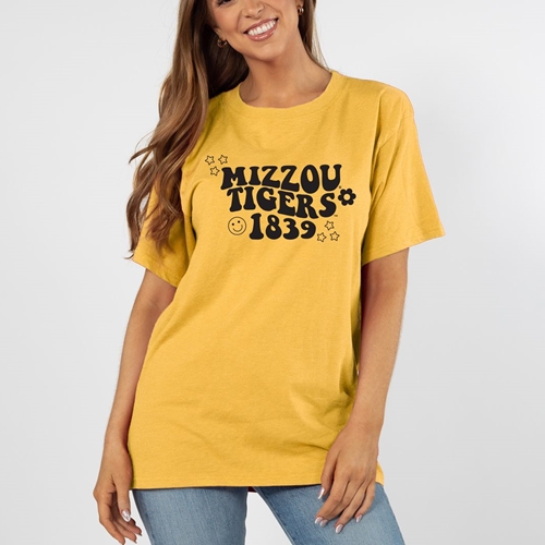 Yellow T-Shirt Mizzou Groovy Jersey Tee Mizzou Tigers 1839