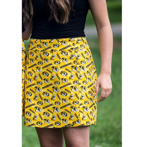 Gold Mizzou Tigers Logos Reversable Tiger Print Skirt