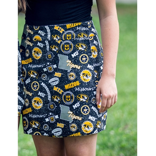 Black Mizzou Tigers Logos Reversable Tiger Print Skirt