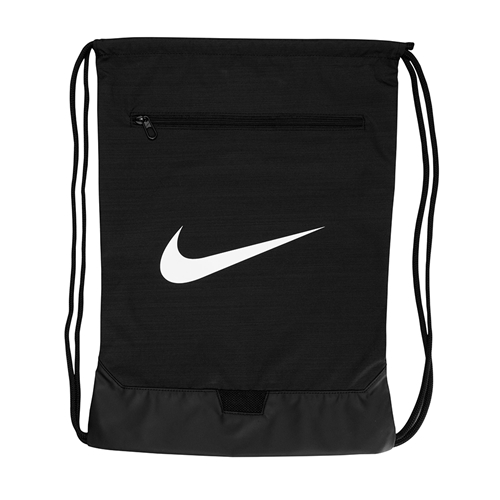 Nike® Swoosh Oval Tigerhead Zipper Black Drawstring Bag