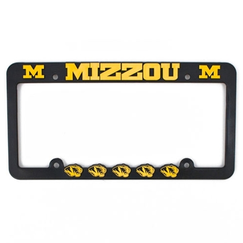 Mizzou Tiger Head Black & Gold Single License Plate Frame