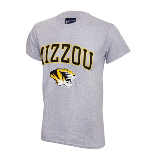 Mizzou Tiger Head Grey Crew Neck T-Shirt