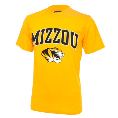 Mizzou Tiger Head Gold Crew Neck T-Shirt