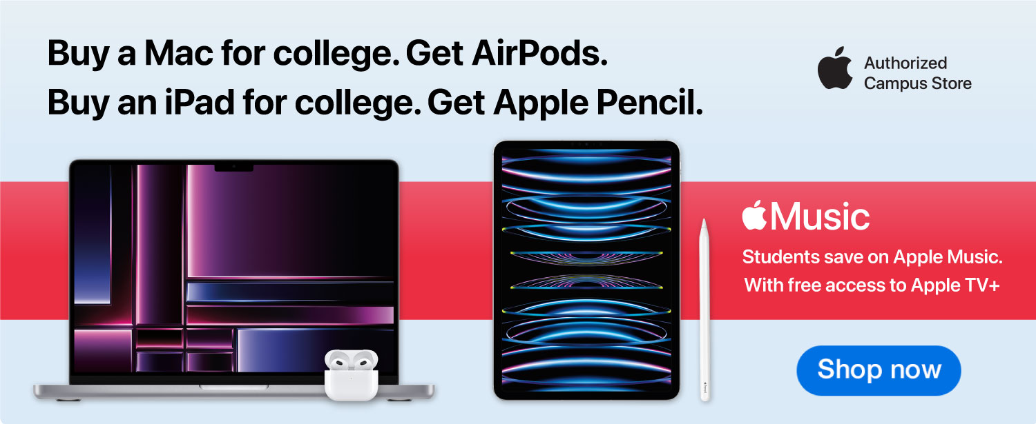 Free AirPods or Apple Pencil with the purchase of a qualifying MacBook or iPad