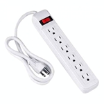 6 Outlet White Power Strip with 3' Cord