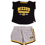 Mizzou Oval Tiger Head  Athletic Dept. 1890 Toddler Black and Grey T-Shirt and Short Set