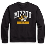 Black Crew Sweatshirt Mizzou Dad Tigerhead Print Full Chest