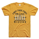 Gold Charlie Hustle® Tee Mizzou Chant and Columns Full Chest