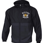 Black Champion® Full Zip Wind Breaker Jacket Mizzou 1839 Beanie Tiger Head and Banner Left Chest