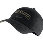 Black and Olive Adjustable Nike® Cap Missouri and Swoosh Logo Front