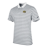 Grey Stripped Nike Polo Golf Tee with Oval Tiger Logo on Left Chest