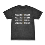 Grey Acid Wash Tee Mizzou Tigers Lightning Bolt Repeating Full Chest