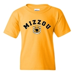 Gold Youth Mizzou Tee with Truman Tiger Head