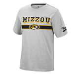 Grey Mizzou T-Shirt Oval Tiger Head Stripe Full Chest