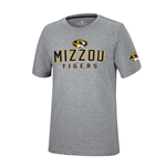 Grey Mizzou Tigers Tee Gold Accent Oval Tiger Head