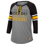 Charcoal Mizzou Repeating Lace Up Long Sleeve Tee