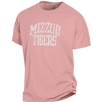 Pink Distressed Full Chest Mizzou Tigers Full Back Columns Tee