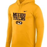 Gold Nike Thermafit Sweatshirt Stacked Mizzou Tigers Oval Tigerhead Full Chest Print