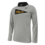 Grey Nike® Youth Sideline Hooded Longsleeve Tee Color Block Missouri Pennant Full Chest Screenprint