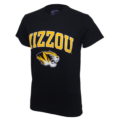 Mizzou Tiger Head Black Crew Neck T-Shirt