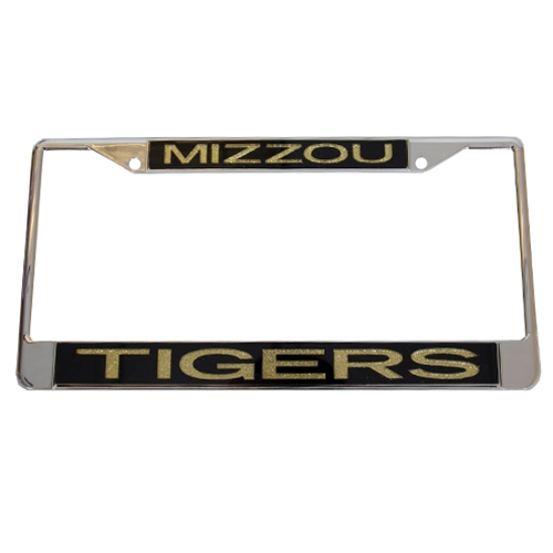 Mizzou Tigers Gold Glitter Chrome Single License Plate Frame