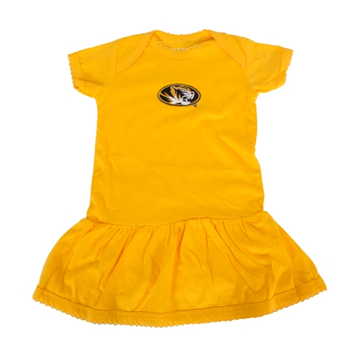 Mizzou Infant Oval Tiger Head Gold Onesie Dress