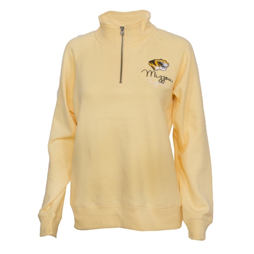 Mizzou Tigers Women's Sanded Fleece Yellow 1/4 Zip Sweatshirt
