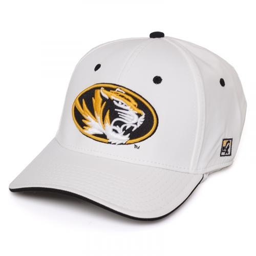 Mizzou Oval Tiger Head White Stretch-Fit Hat