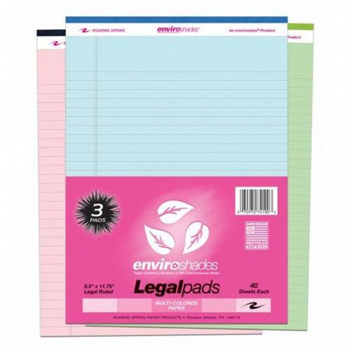 3 Pack Environotes Assorted Colors Legal Pads