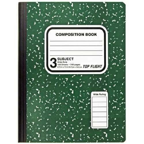 Top Flight 3-Subject Colored Marble Composition Book
