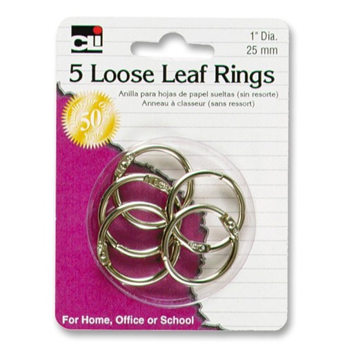 Charles Leonard Inc. 65016 1" Diameter Loose Leaf Rings 5 Count