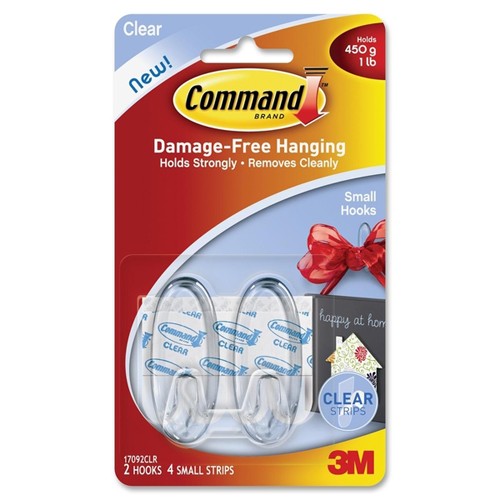 Command Small Clear Hooks with Clear Strips