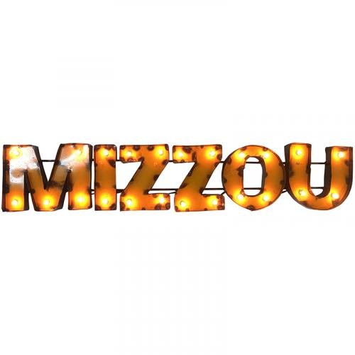 Mizzou Gold Recycled Metal Wall Sign with Lights