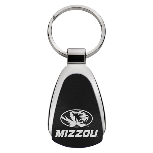 Missouri Tiger Head Silver & Black Keychain