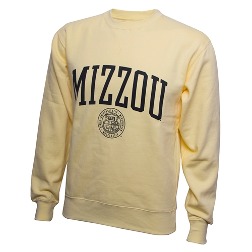 Mizzou Official Seal Yellow Crew Neck Sweatshirt